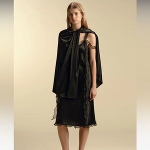 Marina Moscone faux leather Twist Capelet NWT